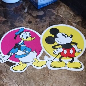 vintage vinyl stickers featuring Mickey Mouse and Donald Duck,  from the D